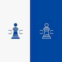 Chess Advantage Business Figures Game Strategy Tactic Line and Glyph Solid icon Blue banner Line and Glyph Solid icon Blue banner vector