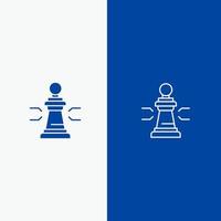 Chess Advantage Business Figures Game Strategy Tactic Line and Glyph Solid icon Blue banner Line and Glyph Solid icon Blue banner vector