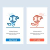 Flying Balloon Hot Balloon Love Valentine  Blue and Red Download and Buy Now web Widget Card Template vector