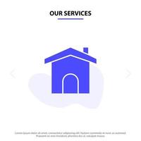 Our Services Building Construction Home House Solid Glyph Icon Web card Template vector