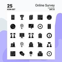 25 Online Survey Icon Set 100 Editable EPS 10 Files Business Logo Concept Ideas Solid Glyph icon design vector