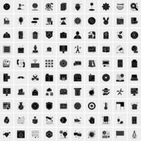 Set of 100 Universal Solid Icons vector