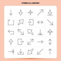 OutLine 25 Symbols Arrows Icon set Vector Line Style Design Black Icons Set Linear pictogram pack Web and Mobile Business ideas design Vector Illustration