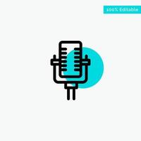 Microphone Multimedia Record Song turquoise highlight circle point Vector icon