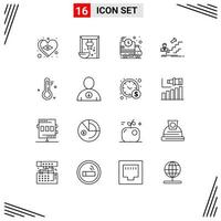 16 iconos creativos signos y símbolos modernos de líder frío promoción de desarrollo rápido elementos de diseño vectorial editables vector