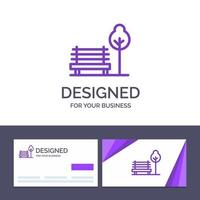 Creative Business Card and Logo template Bench Chair Park Hotel Vector Illustration