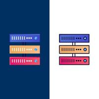 Computing Data Storage Network  Icons Flat and Line Filled Icon Set Vector Blue Background