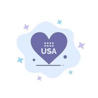 Heart Love American Usa Blue Icon on Abstract Cloud Background vector