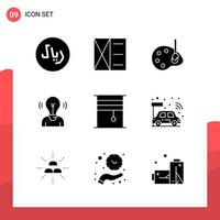 Pack of 9 Universal Glyph Icons for Print Media on White Background vector