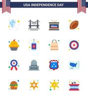 Stock Vector Icon Pack of American Day 16 Line Signs and Symbols for states american holiday american ball rugby Editable USA Day Vector Design Elements