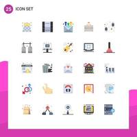 Mobile Interface Flat Color Set of 25 Pictograms of cable case ui briefcase promotion Editable Vector Design Elements