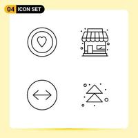 Pictogram Set of 4 Simple Filledline Flat Colors of love swipe arrows building business forward Editable Vector Design Elements