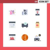 Set of 9 Modern UI Icons Symbols Signs for device search location interface communication Editable Vector Design Elements