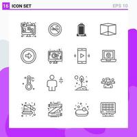 Set of 16 icons in Line style Creative Outline Symbols for Website Design and Mobile Apps Simple Line Icon Sign Isolated on White Background 16 Icons vector