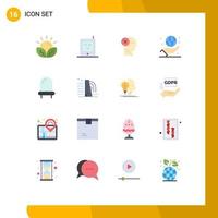 Modern Set of 16 Flat Colors and symbols such as globe business brain thinking mark Editable Pack of Creative Vector Design Elements