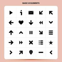 Solid 25 Basic Ui Elements Icon set Vector Glyph Style Design Black Icons Set Web and Mobile Business ideas design Vector Illustration
