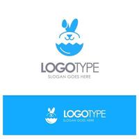 Egg Rabbit Easter Blue Solid Logo with place for tagline vector