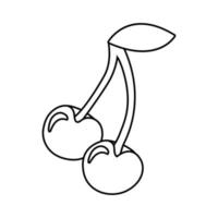 Cherry vector design with lines suitable for coloring