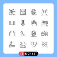 16 Universal Outline Signs Symbols of view cover award badge tree nature Editable Vector Design Elements