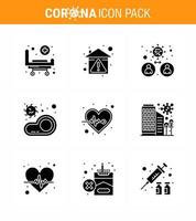Covid19 Protection CoronaVirus Pendamic 9 Solid Glyph Black icon set such as transmission food stay home bacteria transmission viral coronavirus 2019nov disease Vector Design Elements