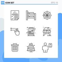 Modern 9 Line style icons Outline Symbols for general use Creative Line Icon Sign Isolated on White Background 9 Icons Pack Creative Black Icon vector background