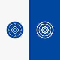 Gear Settings Setup Engine Process Line and Glyph Solid icon Blue banner Line and Glyph Solid icon Blue banner vector