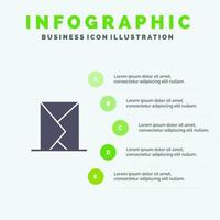 Email Envelope Mail Message Sent Solid Icon Infographics 5 Steps Presentation Background vector