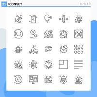 Modern 25 Line style icons Outline Symbols for general use Creative Line Icon Sign Isolated on White Background 25 Icons Pack Creative Black Icon vector background