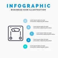 Machine Scale Weighing Weight Blue Infographics Template 5 Steps Vector Line Icon template