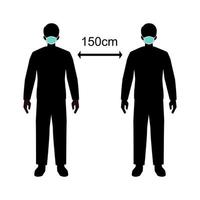 Vector illustration design of people keep 150 cm distance