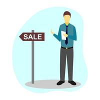 Vector illustration design of a person showing a place to sell