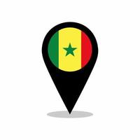 vector de bandera de país de senegal con diseño de pin de ubicación