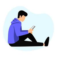 Vector illustration design of person playing smartphone while sitting