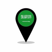 vector de bandera de país de arabia saudita con diseño de pin de ubicación