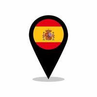 Spain country flag vector with location pin design