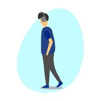 Vector illustration design of a man walking using a headset