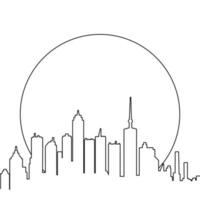 Tall building and moon vector design with lines suitable for coloring