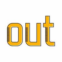 Out lettering vector design in yellow color