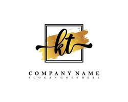 KT Initial handwriting logo concept vector