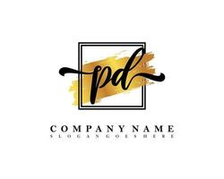 PD Initial handwriting logo concept vector