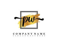PW Initial handwriting logo concept vector