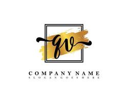 QV Initial handwriting logo concept vector