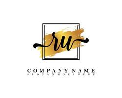 RU Initial handwriting logo concept vector