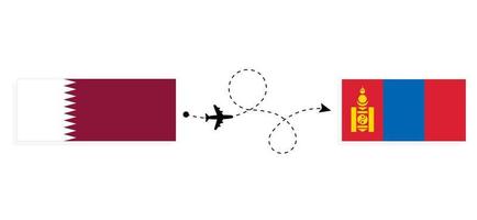 vuelo y viaje de qatar a mongolia por concepto de viaje en avión de pasajeros vector