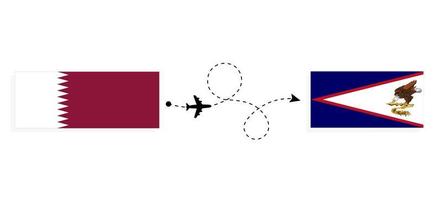 vuelo y viaje de qatar a samoa americana por concepto de viaje en avión de pasajeros vector