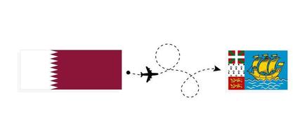 vuelo y viaje de qatar a san pedro y miquelón por concepto de viaje en avión de pasajeros vector