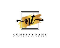 NT Initial handwriting logo concept vector