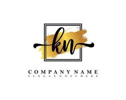 KN Initial handwriting logo concept vector