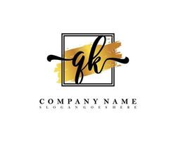 QK Initial handwriting logo concept vector