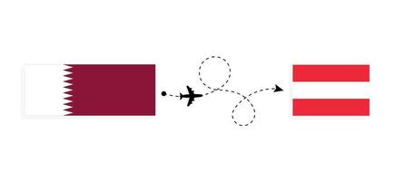 Flight and travel from Qatar to Austria by passenger airplane Travel concept vector